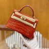 爱马仕 Mini Kelly 迷你凯莉 法拉利红 一级美洲鳄鱼皮 臻品级别 金扣 19cm
