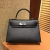 爱马仕 Mini Kelly迷你凯莉 黑色 德国掌纹牛皮 全手工缝制 臻品级别 银扣 19cm