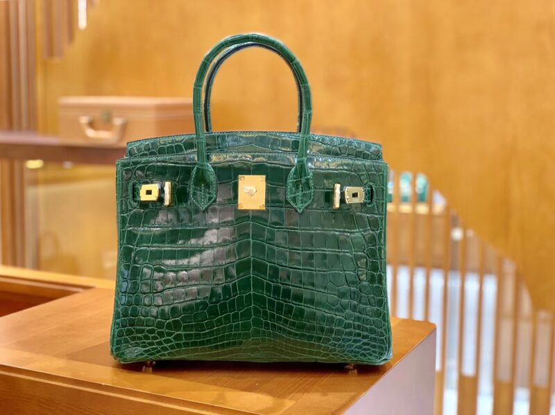 爱马仕 Birkin 铂金包 孔雀绿 一级皮 尼罗鳄鱼皮 臻品级别 金扣 30cm