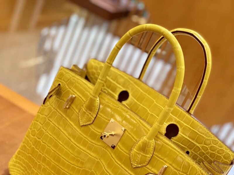 爱马仕 Birkin 铂金包 琥珀黄 一级皮 尼罗鳄鱼皮 臻品级别 金扣 30cm - Image 5