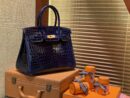 爱马仕 Birkin铂金包 午夜蓝 一级皮 尼罗鳄鱼 进口原料 顶级手缝工艺 30cm
