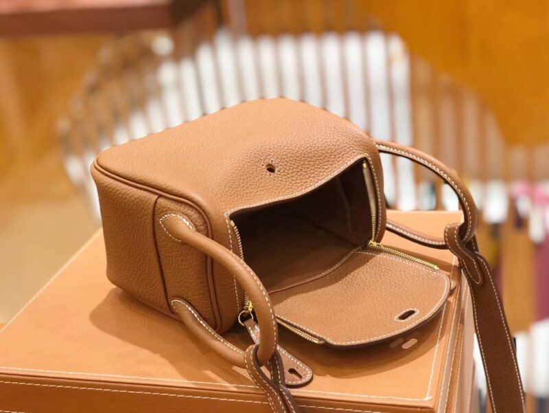 爱马仕 Mini Lindy 18cm 焦糖色 Togo牛皮 金扣 原版蜜蜡线 顶级手缝 - Image 6