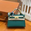 爱马仕 Mini Kelly 二代 19cm 进口掌纹牛皮 Z6孔雀绿 全手工缝制 高订鳄鱼工序