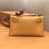 爱马仕 Mini kelly 22cm 太妃金 南非KK级鸵鸟皮 金扣 原版蜜蜡线 顶级手工缝制