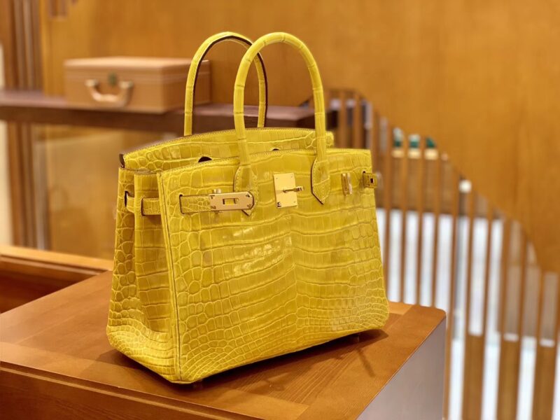 爱马仕 Birkin 铂金包 琥珀黄 一级皮 尼罗鳄鱼皮 臻品级别 金扣 30cm - Image 3