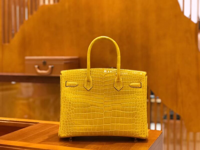爱马仕 Birkin 30cm 琥珀黄 一级野生湾鳄 金扣 原版蜜蜡线 顶级手缝 - Image 7