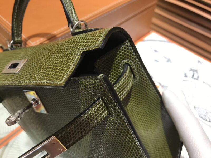爱马仕 迷你2代 mini Kelly 丛林绿 仿蜥蜴皮 全手工缝制 19cm - Image 7