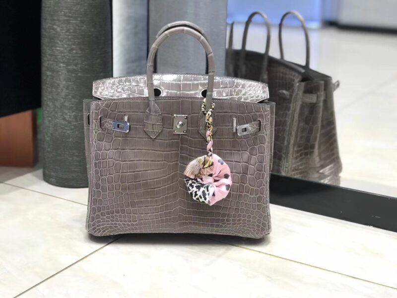 爱马仕 Birkin 25cm 斑鸠灰 一级尼罗鳄 银扣 原版蜜蜡线 顶级手工 - Image 4