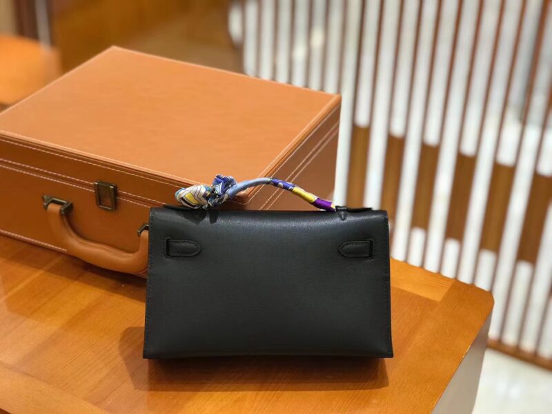 爱马仕 Mini kelly 22cm 经典黑 Swift 牛皮 银扣 原版蜜蜡线 顶级手缝 - Image 3