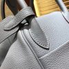 爱马仕 Lindy琳迪包 亚麻蓝 德国进口togo牛皮 全手工缝制 银扣 30cm