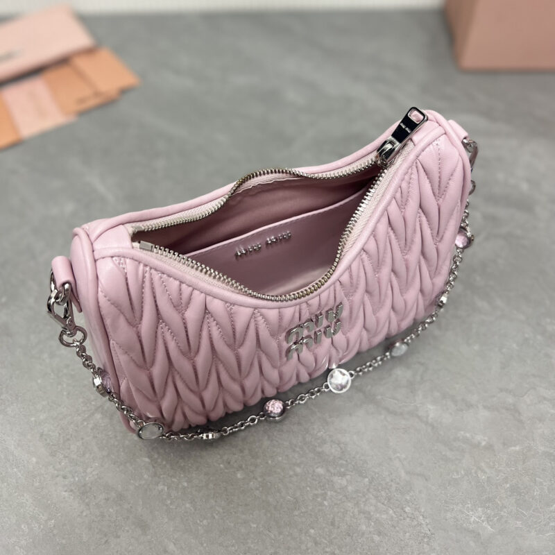 miumiu缪缪*5BH211单肩包粉色水晶链条肩带免检版 - Image 6