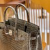 爱马仕 Birkin 铂金包 斑鸠灰 倒V 一级皮 湾鳄鱼皮 臻品级别 银扣 30cm