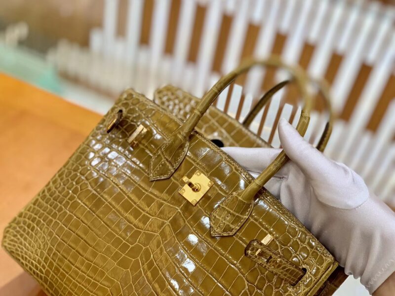 爱马仕 Birkin 铂金包 芥末黄 一级皮 尼罗鳄鱼皮 臻品级别 金扣 25cm - Image 6