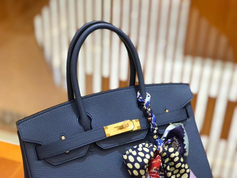 爱马仕 Birkin 30cm 明兰色 Togo小牛皮 金扣 原版蜜蜡线 顶级手工缝制 - Image 4