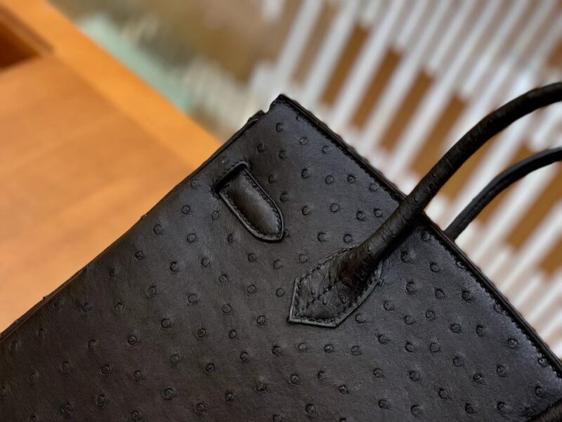 爱马仕 Birkin 30 南非kk级鸵鸟皮 经典黑 金扣 原版蜜蜡线 - Image 3