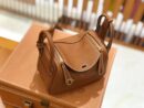 爱马仕 Mini Lindy 18cm 焦糖色 Togo牛皮 金扣 原版蜜蜡线 顶级手缝