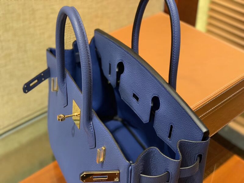 爱马仕 Birkin铂金包 明蓝色 德国进口小牛皮 顶级品质全手工缝制 金扣 30cm - Image 3