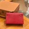 爱马仕 Mini Kelly 22cm 大红 仿蜥蜴皮 银扣 全手工缝制 顶级高订