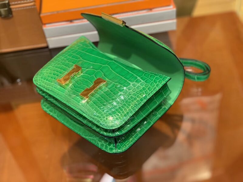 爱马仕 Constance空姐包 仙人掌绿 一级 美洲 鳄鱼皮 臻品级别 金扣 18cm - Image 8