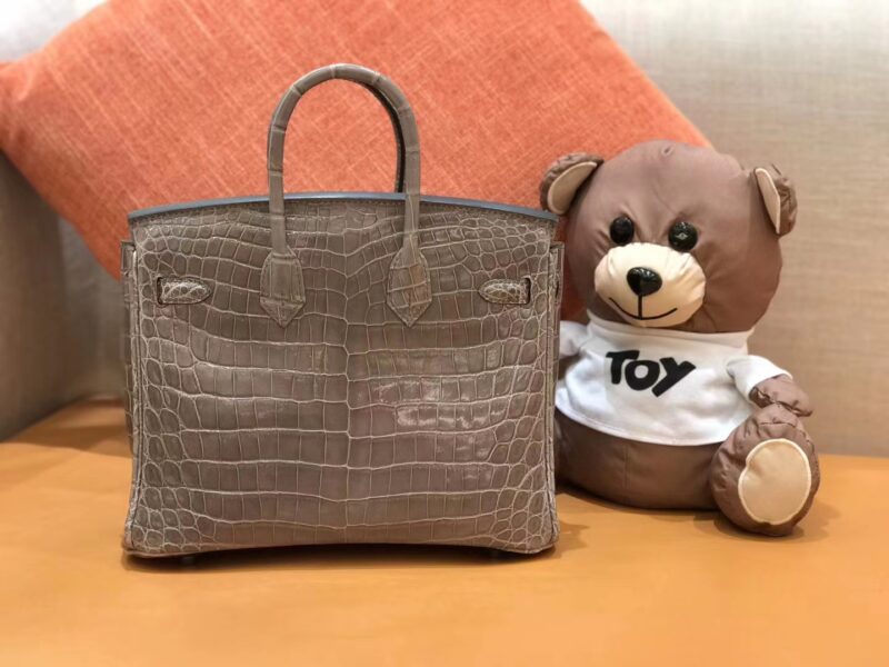爱马仕 Birkin 25cm 斑鸠灰 一级尼罗鳄 银扣 原版蜜蜡线 顶级手工 - Image 3