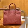 爱马仕 Birkin 30 鸵鸟皮 枣红色 金扣 全手工缝制