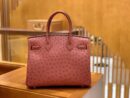 爱马仕 Birkin 30 鸵鸟皮 枣红色 金扣 全手工缝制