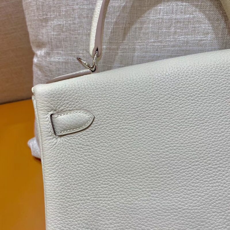爱马仕 Kelly 凯莉包 奶昔白 小牛皮 银扣 28cm - Image 3