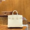 爱马仕 Birkin 25cm 奶昔白 银扣 进口Epsom小牛皮 原版蜜蜡线 顶级工艺缝制