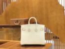 爱马仕 Birkin 25cm 奶昔白 银扣 进口Epsom小牛皮 原版蜜蜡线 顶级工艺缝制