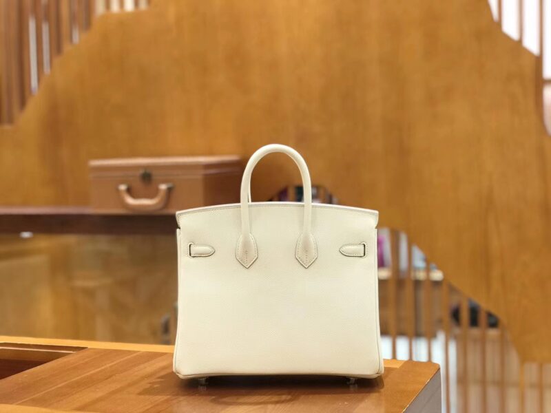 爱马仕 Birkin 25cm 奶昔白 银扣 进口Epsom小牛皮 原版蜜蜡线 顶级工艺缝制 - Image 2