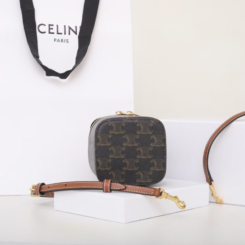 Celine*Triomphe系列手提袋10J762棕印花免检版 - Image 4