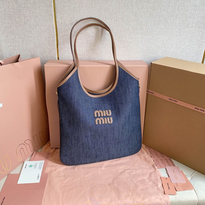 miumiu缪缪*IVY系列5BG231限定款Tote包牛仔布免检版 - Image 3