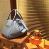 爱马仕 Lindy琳迪包 亚麻蓝 德国进口togo牛皮 全手工缝制 银扣 30cm