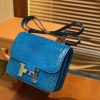 爱马仕 Constance 23cm 伊滋密尔蓝 一级尼罗鳄鱼皮 顶级手缝工艺 金扣