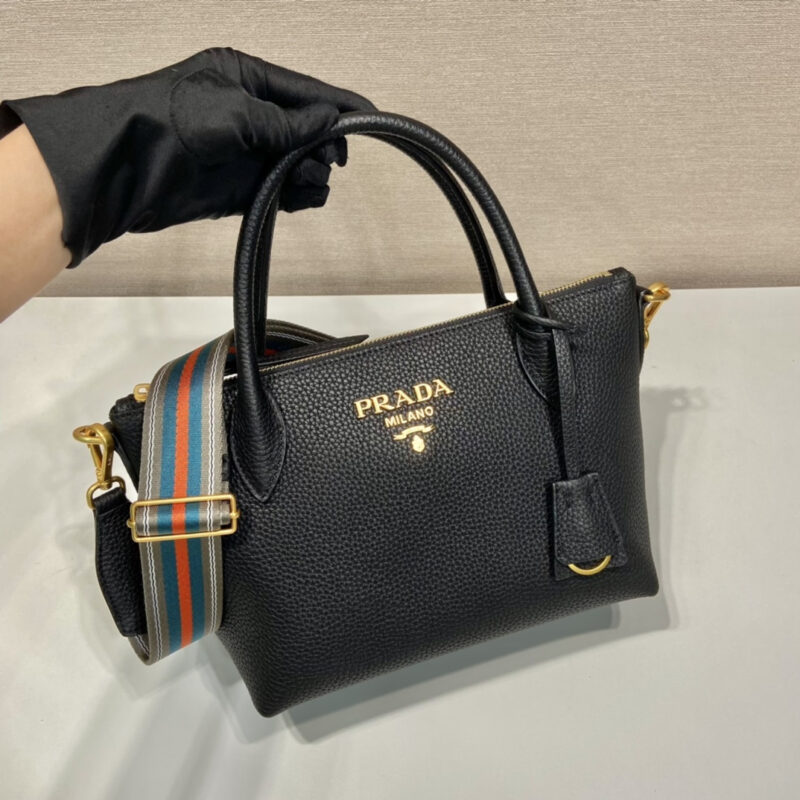 Prada*VitelloDino系列手提斜挎包1BA111黑色免检版 - Image 3