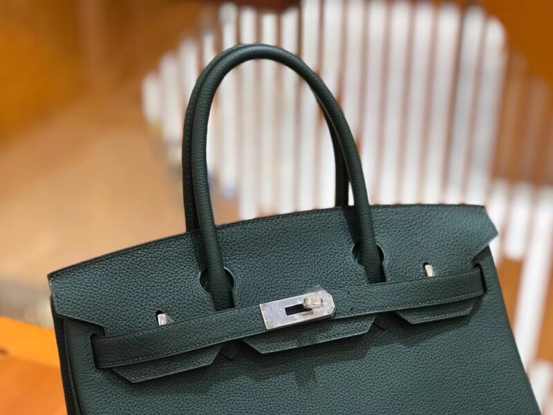 爱马仕 Birkin 30cm 松柏绿 Togo小牛皮 银扣 原版蜜蜡线 顶级手工缝制 - Image 4