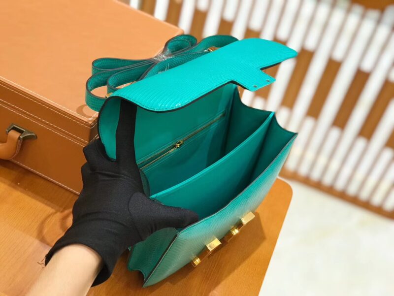 爱马仕 Constance 维罗纳绿 仿蜥蜴皮 金扣 24cm 原版蜜蜡线 顶级手工 - Image 10