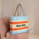 miumiu*5BG228拼色LOGO手提包拼蓝色免检版