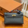 爱马仕 Mini Kelly一代 锡器灰 南非KK级鸵鸟皮 金扣 原版蜜蜡线 顶级手工缝制