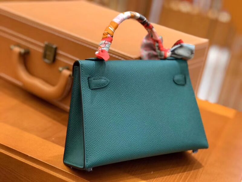 爱马仕 Mini kelly 迷你凯莉 孔雀绿 掌纹小牛皮 全手工缝制 臻品级别 金扣 19cm 现货 - Image 3