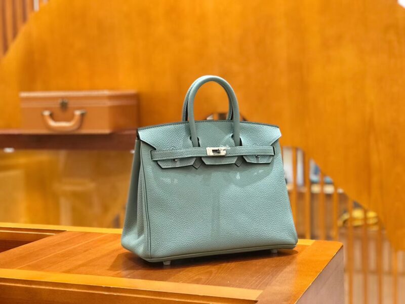 爱马仕 Birkin 25cm 青天蓝 Togo小牛皮 银扣 原版蜜蜡线 顶级手工缝制 - Image 2