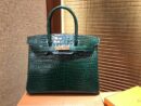 爱马仕 Birkin铂金包 祖母绿 一级皮 湾鳄鱼皮 倒V 进口原料 顶级手缝工艺 30cm