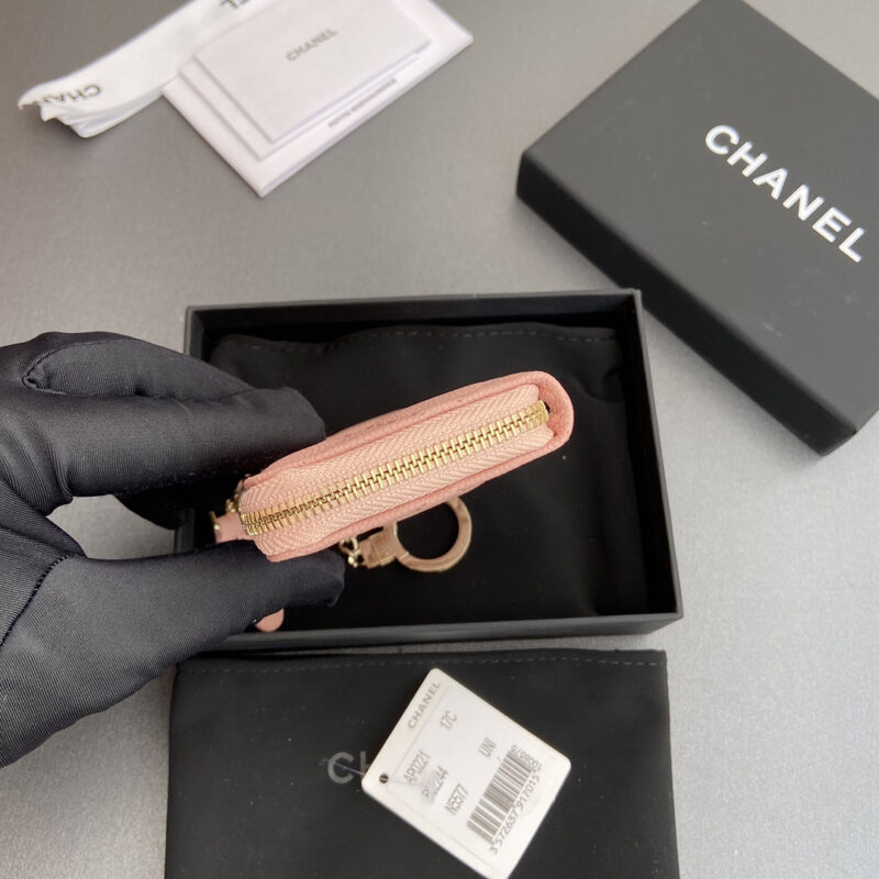 Chanel AP0223零钱包粉色鱼子酱金扣免检版 - Image 7