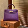 爱马仕 Kelly 28cm 海葵紫 南非进口鸵鸟 顶级手缝工艺 金扣