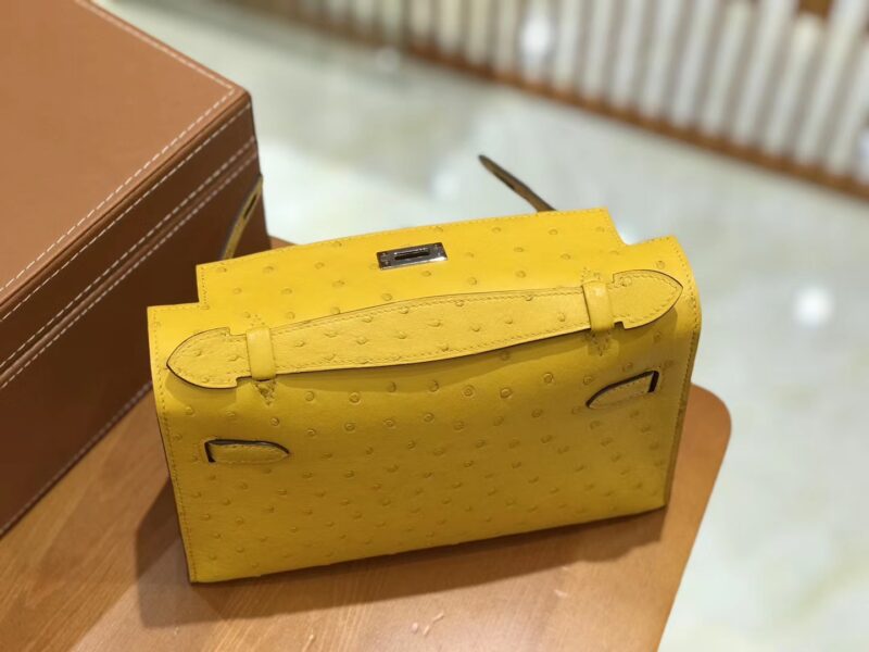 爱马仕 Mini kelly 22cm 那不勒斯黄 南非KK级鸵鸟皮 银扣 原版蜜蜡线 顶级手工 - Image 7