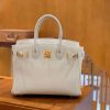 爱马仕 Birkin Touch 30cm 奶昔白 金扣 鳄鱼皮拼德国togo牛皮 全手工缝制