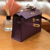爱马仕 miniKelly 迷你凯莉 海葵紫 南非kk级鸵鸟皮 金扣 22cm