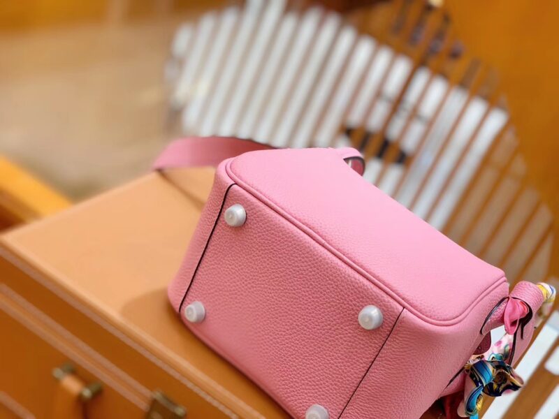 爱马仕 Mini Lindy 18cm 樱花粉银 德国进口togo牛皮 全手工 - Image 2
