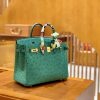 爱马仕 Birkin 30 南非进口鸵鸟皮 湖水绿 金扣 全手工缝制