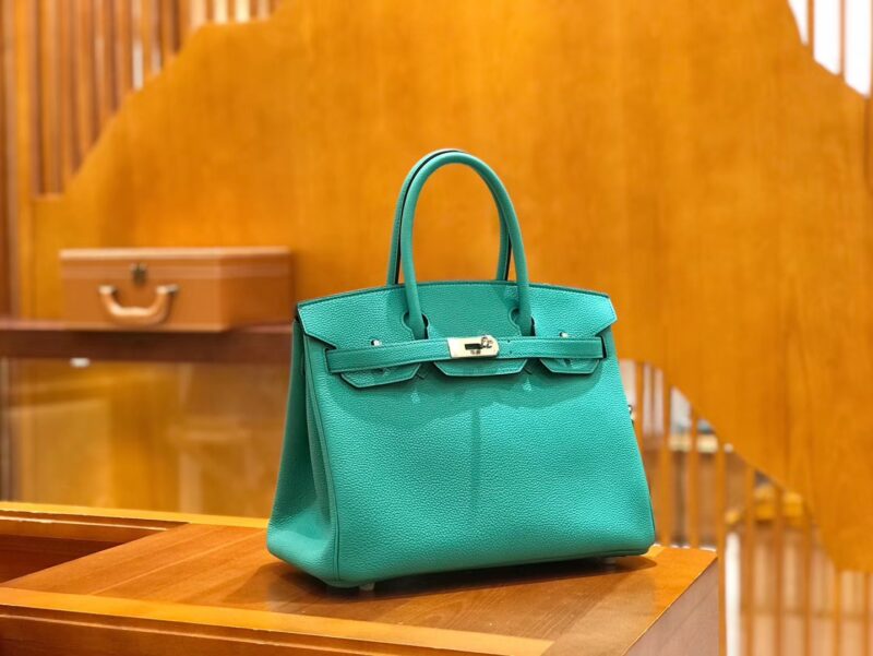 爱马仕 Birkin 30cm 维罗纳绿 Togo小牛皮 银扣 原版蜜蜡线 顶级手工缝制 - Image 2